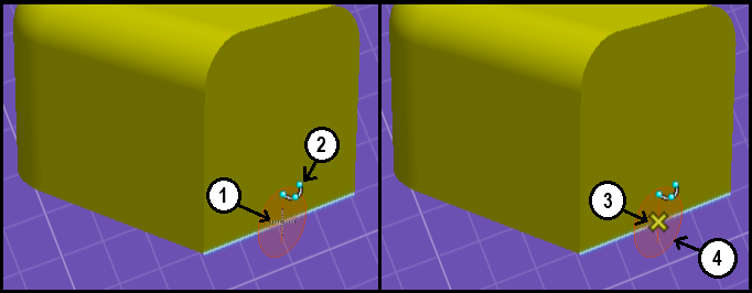 Example of tentative vs. hot AccuSnap snapping indicators